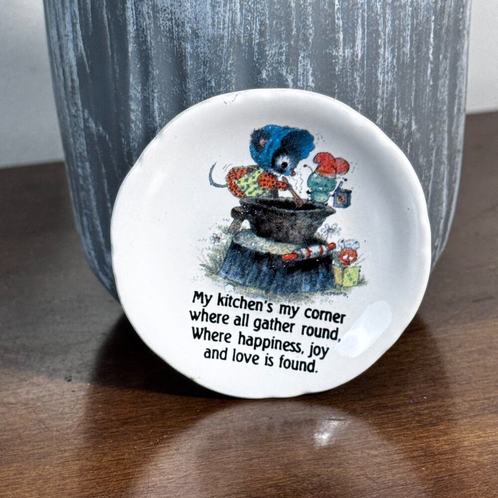 Vintage CM Paula Mini Plate Magnet Kitchen Saying Cute Mouse Cooking 2.5"